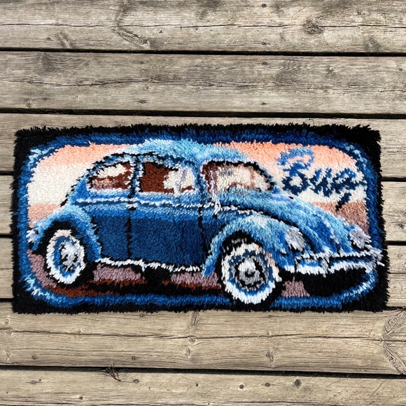 Vintage Other - Vintage VW Bug Latchhook Wall Hanging / Tapestry